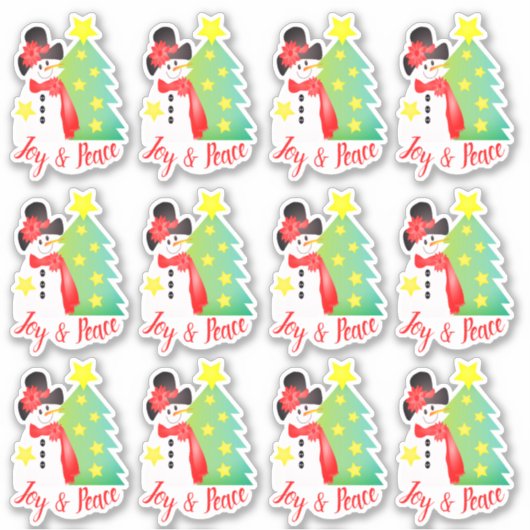 Artistieke Sneeuwman thema Sticker (Voorkant)