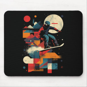 Artistieke snowboarder Mannen en vrouwen snowboard Muismat