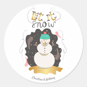 Artistieke Snowman laat kerstmis gaan Ronde Sticker