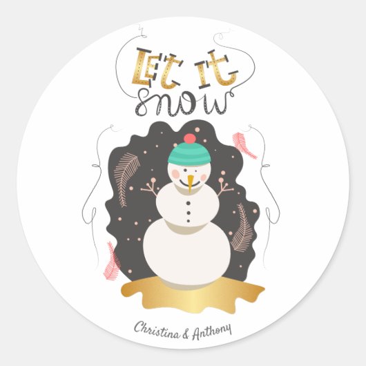Artistieke Snowman laat kerstmis gaan Ronde Sticker (Voorkant)