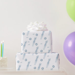 Artistieke snychro-zwemteam meisjes blauw patroon cadeaupapier