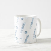 Artistieke snychro-zwemteam meisjes blauw patroon koffiemok (Voorkant rechts)