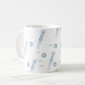 Artistieke snychro-zwemteam meisjes blauw patroon koffiemok (Voorkant links)