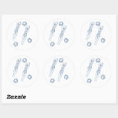 Artistieke snychro-zwemteam meisjes blauw patroon ronde sticker (Vel)