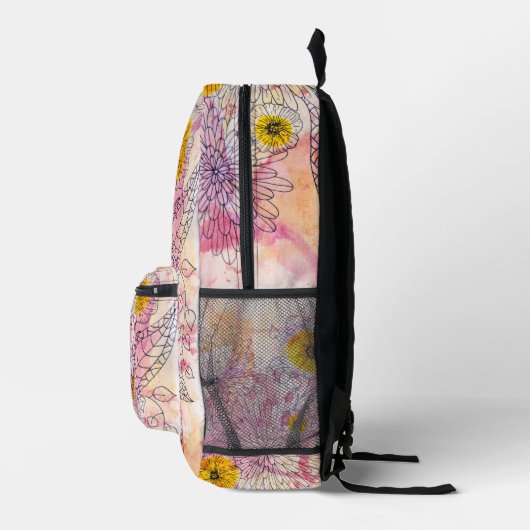 Artistieke Soft Gradient Waterverf Ink Line Art Bedrukte Rugzak (Rechts)