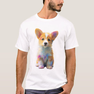 Artistieke Spat Corgi Puppy Mannen T-shirt