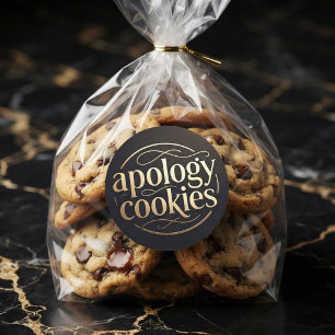Artistieke Speelse Gouden & Bruine Verontschuldigi Ronde Sticker