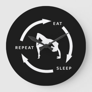 Artistieke speeltjes van vrouwen Eat Sleep Slaap H Grote Klok