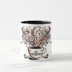 Artistieke Spiraal Botanische Koffiekop Illustrati Mok