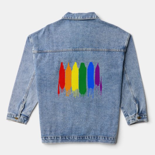 Artistieke splash geschilderd Rainbow | Gay Pride  Denim Jacket (Achterkant)