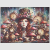 Artistieke Steampunk Waterverf Alice Decoupage Tissuepapier (Voorkant)