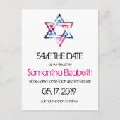 Artistieke ster van David Bar Bat Mitswa Save The  Aankondigingskaart (Voorkant)