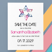 Artistieke ster van David Bar Bat Mitswa Save The  Aankondigingskaart