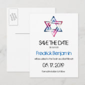 Artistieke ster van David Bar Bat Mitswa Save The  Aankondigingskaart (Voorkant / Achterkant)