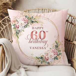 Artistieke Stof Pink Waterverf Boho 60ste verjaard Kussen