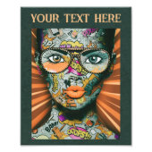 Artistieke street art vrouw met letter op haar gez foto afdruk (Voorkant)