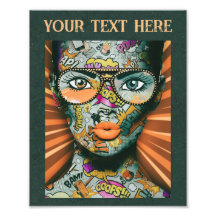 Artistieke street art vrouw met letter op haar gez