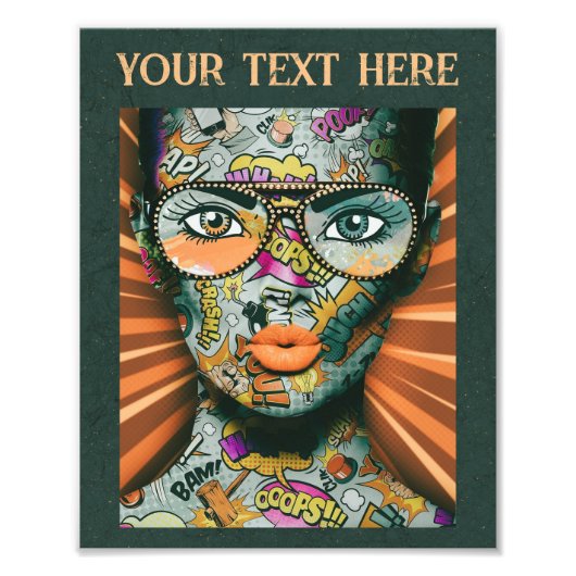 Artistieke street art vrouw met letter op haar gez foto afdruk (Voorkant)