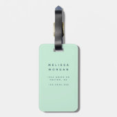 artistieke strepen zwart en turquoise monogram bagagelabel (Achterkant verticaal)