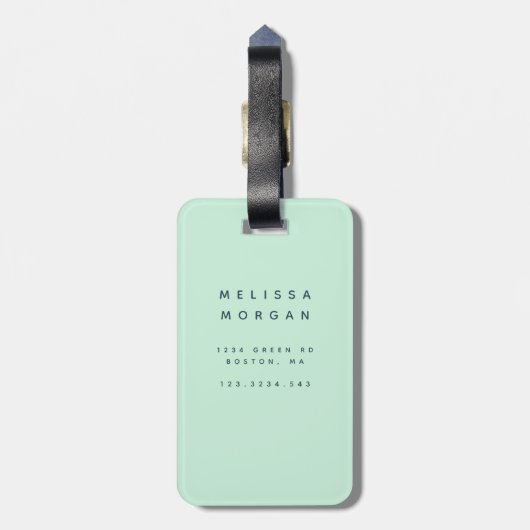 artistieke strepen zwart en turquoise monogram bagagelabel (Achterkant verticaal)