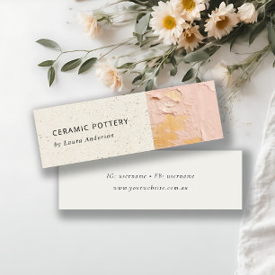 Artistieke Struik Roze Gold Oil Paint Keramische T Mini Visitekaartje
