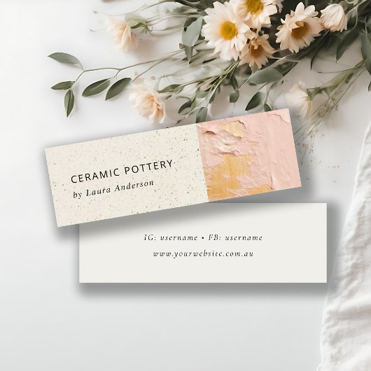 Artistieke Struik Roze Gold Oil Paint Keramische T Mini Visitekaartje