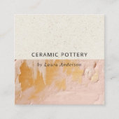 Artistieke Struik Roze Gold Oil Paint Keramische T Vierkante Visitekaartje (Voorkant)