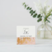 Artistieke Struik Roze Gold Oil Paint Texture Logo Vierkante Visitekaartje (Staand voorkant)