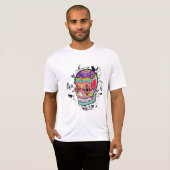 Artistieke suagr Skull Day of the Dead Illustratio T-shirt (Voorkant volledig)