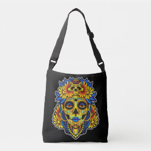 Artistieke suiker schedel illustratie ontwerp crossbody tas