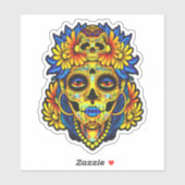 Artistieke suiker schedel illustratie ontwerp sticker (Vel)