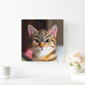 Artistieke tablet Cat Kitten Portret Vierkante Klok (Huis)