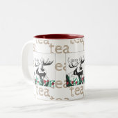 Artistieke Tea Flowers Moose Tweekleurige Koffiemok (Voorkant links)