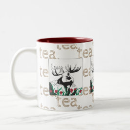 Artistieke Tea Flowers Moose Tweekleurige Koffiemok