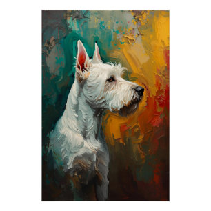 Artistieke Terrier Hond Portret Levendig Olie Schi Perfect Poster