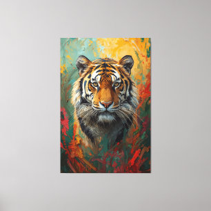 Artistieke Tijger Portret Levendige olieverfschild Canvas Afdruk