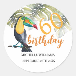 Artistieke Toucan Tropical Party Waterverf Ronde Sticker