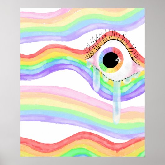 Artistieke trippy regenboogoog met scheur poster (Voorkant)