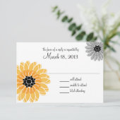 Artistieke tuin Geel en Grijs bruiloft RSVP Kaartje (Staand voorkant)