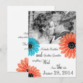 Artistieke tuin Koraal en Blauw Save the Date (Voorkant / Achterkant)