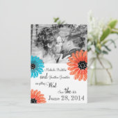 Artistieke tuin Koraal en Blauw Save the Date (Staand voorkant)