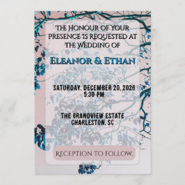 Artistieke Turquoise Blauw Takken Roze Lucht Moder Kaart