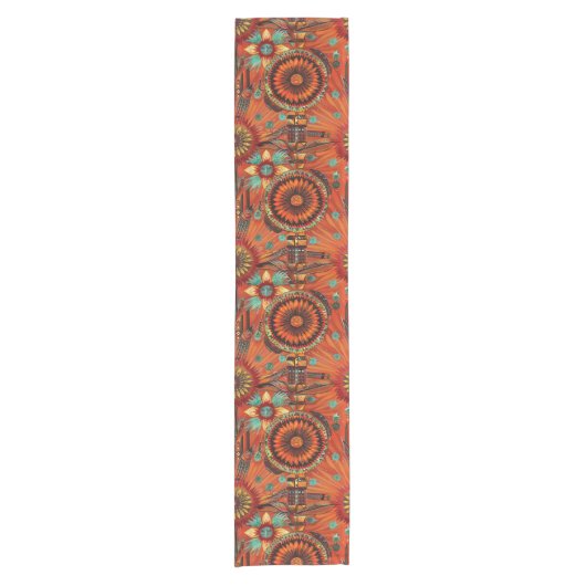 Artistieke Turquoise "Intrinte Echoes" Tafelloper (Voorkant)