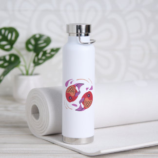 Artistieke Tweeling Koi Vis Illustratie Thermaal W Waterfles