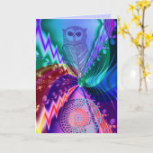 Artistieke Uil aangepaste verjaardagstekst Kaart (Gele Bloem)