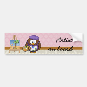 artistieke uil bumpersticker