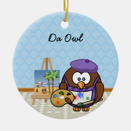 artistieke uil keramisch ornament (Voorkant)