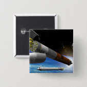 Artistieke uitlevering van een zware lift vierkante button 5,1 cm (Voorkant /achterkant)