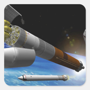 Artistieke uitlevering van een zware lift vierkante sticker