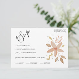 Artistieke Unieke Terracotta Bloemen Waterverf RSVP Kaartje